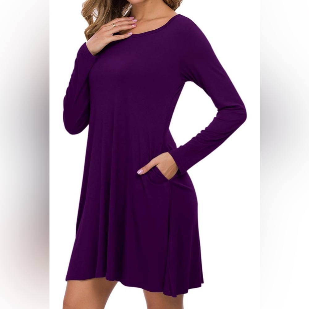 Elegant Purple Long Sleeve Dress